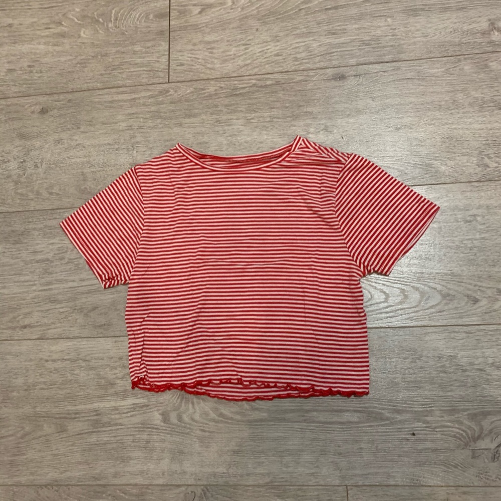 red and white stripped crop top